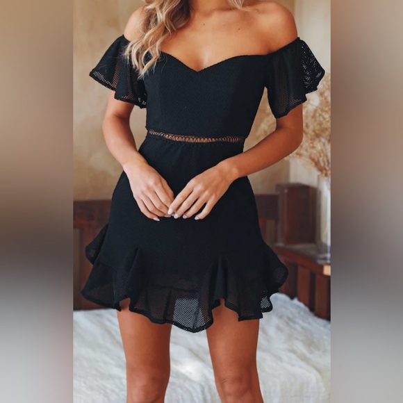 Hello Molly Dresses & Skirts - NWT Hello Molly In Other News Dress Black Ruffle Net